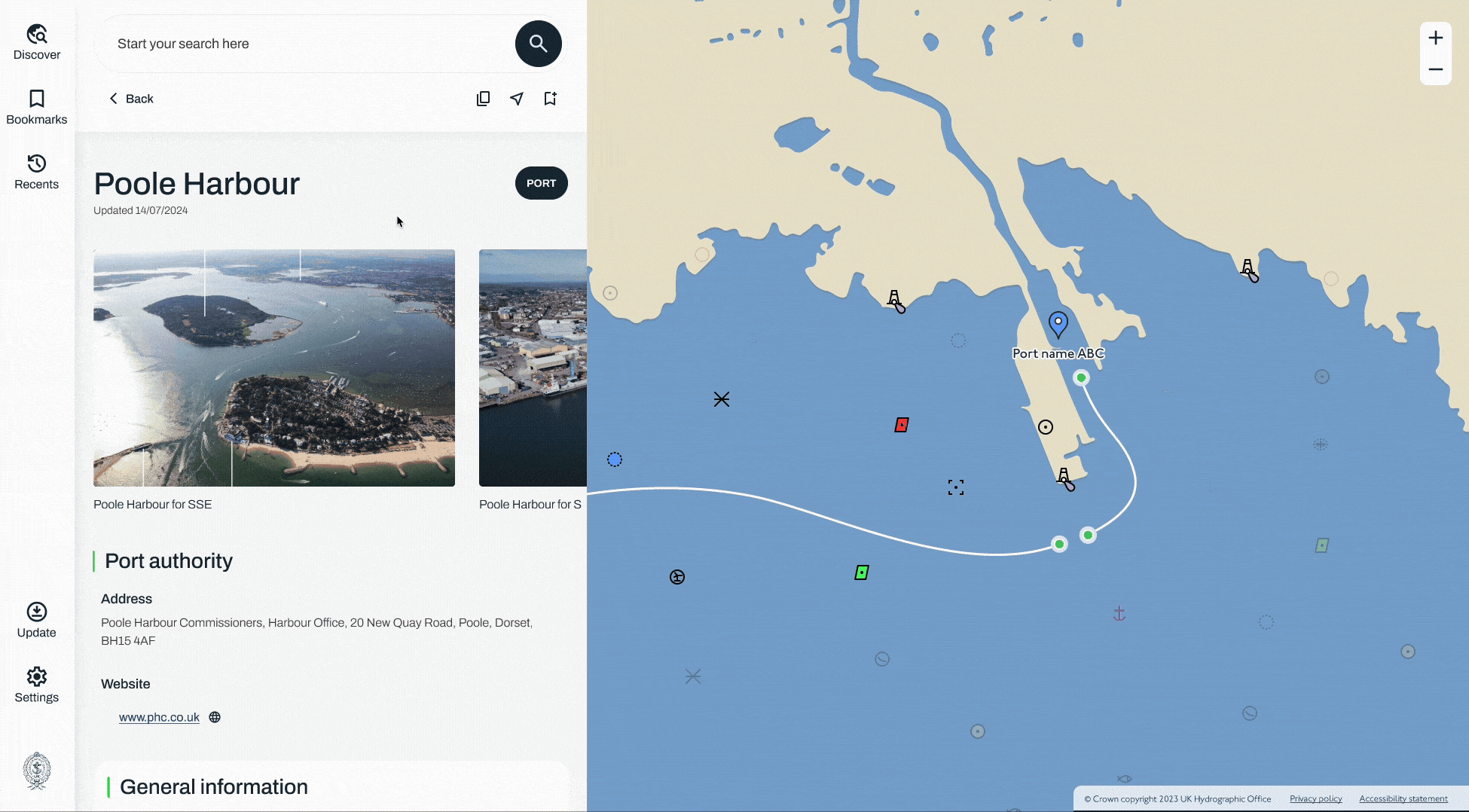 Animated GIF demoing basic navigation in the new digital Sailing Directions product